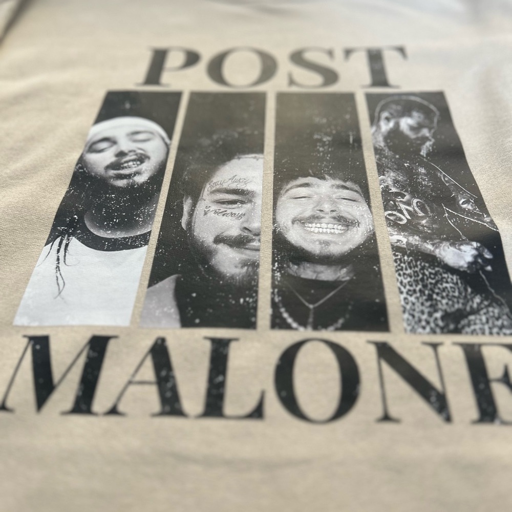 POST MALONE Hanes Cream Graphic Oversized Sweatshirt - Picture 4 of 11
